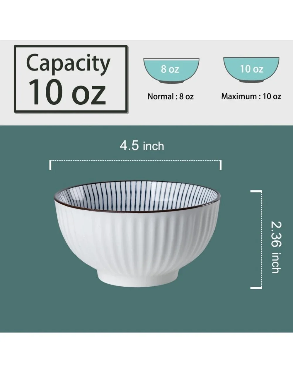 Set of 6 Blue and White Ceramic Bowls